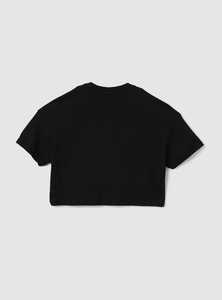 Camiseta corta para mujer con cuello redondo, estampada, de algodón y elastano, tejida, transpirable, de manga corta, informal - Product Image 2