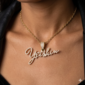 925 <b>Silver</b> Gold Plated Cursive <b>Initial</b> Letter Name Pendants Custom Iced Charms <b>Necklace</b> Lab Grown Diamonds Personalized Trendy - Product Image 1