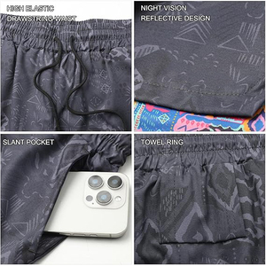 Printed Gym <b>Shorts</b> <b>Men</b> 2 in 1 Quick Dry Polyester <b>Compression</b> <b>Shorts</b> with Phone Pocket Patterned Athletic Workout <b>Shorts</b> - Product Image 3