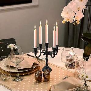 Candelabro de aluminio negro de alta calidad con 5 brazos, soporte decorativo para velas para bodas, fiestas, mesas de comedor, decoración del hogar a bajo costo. - Product Image 5