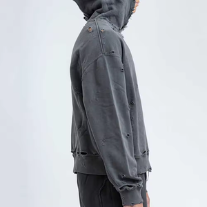 Hoodie oversize vintage délavé à l'acide pour homme, coupe boxy, style streetwear - Product Image 3