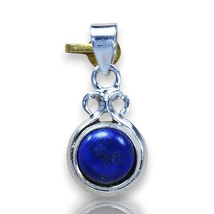 Bijoux vintage en argent sterling 925 avec pierres précieuses naturelles Lapis Lazuli, sertissage clos style bohème, taille ronde, pour femme, vente en gros - Product Image 1