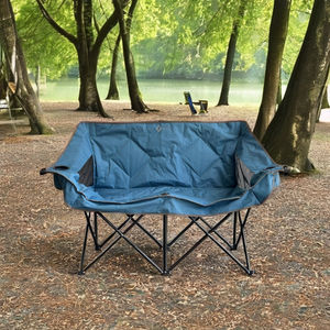 Huy Gia Chaise de camping pliante extérieure à double siège moderne Accoudoirs pliables imprimés pour parcs Couples Meubles d'extérieur en métal - Product Image 1