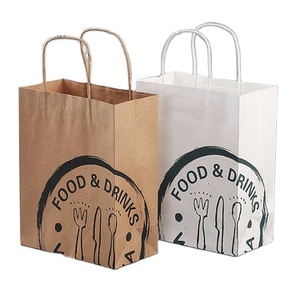 Bolsas de compras Kraft biodegradables con cuerda de Asa personalizada para llevar bolsas de transporte de restaurante de embalaje de comida rápida - Product Image 3