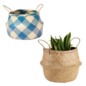 Decorative Handmade PHU HAO Brand Natural STRAW BELLY <b>BASKETS</b> Woven Organizer for Clothes and Household Items - Product Image 1