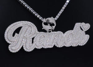 Sparkling Custom <b>Name</b> Pendant Enhanced With Moissanite Diamond Cursive <b>Letter</b> Design Elegant Statement Jewelry For Men Women - Product Image 5