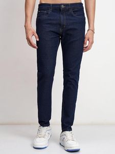 Jean droit délavé foncé pour femme, taille mi-haute, décontracté, en denim, coupe ample - Product Image 3