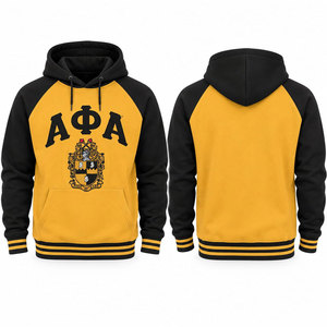 Sudadera con Capucha Alpha Phi Alpha con Letras Griegas y Ribete Amarillo sobre Negro, Sudadera Informal con Bolsillos para Hombre - Product Image 4