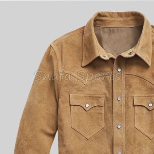 Chaqueta de Cuero Genuino de Cordero Estilo Trucker Vintage Premium para Hombre, Ropa Casual de Gamuza Premium con Cuello de Camisa, Talla Grande - Product Image 4