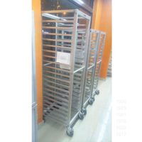 Chariot de boulangerie commercial Atlas Star en alliage d'aluminium anodisé, 18 étagères, 675x435mm, supports amovibles, argent, 89mm de hauteur par étage