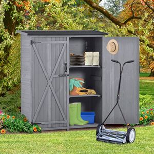 Casetta da Giardino in Legno 1,6m x 1,4m con Tetto Impermeabile in Asfalto e Doppia Chiusura, Organizzatore Attrezzi - Product Image 5