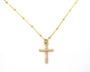 Collier pendentif croix en argent sterling 925 plaqué or 18 carats avec zirconium bleu certifié IGI, fait main, pour femme - Cadeau d'anniversaire - Product Image 2