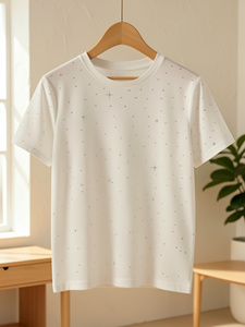 T-shirt Homme Personnalisé à Strass Hybrides, Manches Courtes, Col Rond, Motif Pailleté, Streetwear, Faible MOQ - Product Image 6