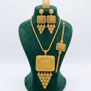 Ensemble de bijoux pour femmes, fait main, plaqué or 24 carats, cuivre et laiton, 4 pièces, haute qualité, pour fiançailles, anniversaire, mariage, fête, usage quotidien - Product Image 1