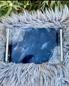 Artistic Handmade Resin Metal <b>Tray</b> with <b>Plant</b> Design for Living Room Center Table Coffee Display and Home Decoration - Product Image 3