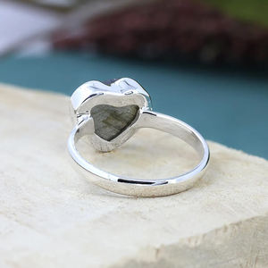 Bague en labradorite très vendue, forme cœur 8 mm, argent sterling 925, faite à la main, pierre précieuse, bijou minimaliste, bohème, cadeau - Product Image 6