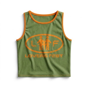 2026 Custom Logo Summer Knitted Cotton Spandex Soft Sequined Girls Tank Top Vest Sequin Word Curved Hem Women Cropped Tank Top - Product Image 1