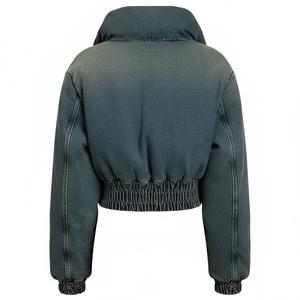 แจ็คเก็ตยีนส์พิมพ์ลายน้ำหนักเบาใหม่สำหรับผู้หญิง แฟชั่นแจ็คเก็ตยีนส์ผู้หญิง ผ้าแคนวาส หนังแกะ - Product Image 2