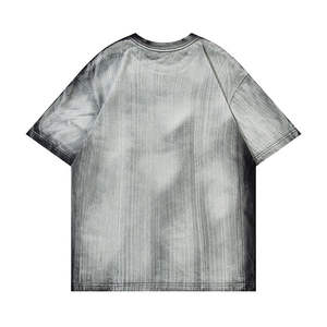 T-shirt de fitness court pour homme 100 % coton, col rond, délavé à l'acide, pour impression en relief, logo personnalisé, coupe oversize, couleur unie - Product Image 2