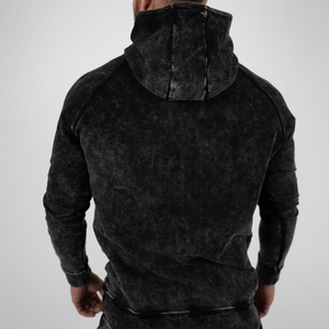 Sudadera con Capucha para Hombre, de Alta Calidad, Negra, Lavada con Ácido, 100% Algodón, Ligera, Transpirable, con Estampado Personalizado - Product Image 2