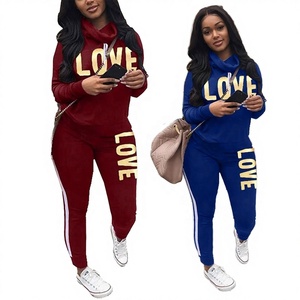 Conjunto Deportivo Casual de 2 Piezas para Mujer, Sudadera con Capucha y Estampado de Carta de Amor, Pantalones con Franja Lateral, Manga Larga - Product Image 3