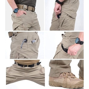 Pantalon cargo kaki pour homme, coupe droite, taille mi-haute, décontracté, couleur unie, en coton respirant, pour l'extérieur, saison printemps - Product Image 2