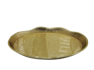 Elegant Gold <b>Aluminium</b> Tray Textured Oval Decorative Serving Platter for Coffee <b>Table</b> Living Room and Luxury Home Decor Accent - Product Image 2