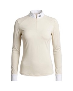 Camiseta de equitación de manga larga para mujer, con cierre de cremallera, logotipo personalizado - Product Image 1