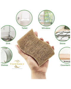 Éponge de cuisine rectangulaire VietChoice 100% naturelle en fibre de coco, écologique, biodégradable, légère, surface de récurage - Product Image 3
