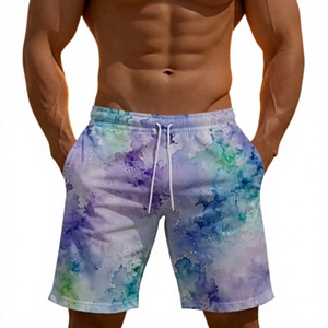 <b>Men's</b> Orange Tie Dye Double Layer Breathable Polyester/Cotton Board Shorts Mid Waist Drawstring Quick Dry Casual Swim <b>Trunks</b> - Product Image 2