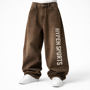 HYPEN SPORTS - Jeans de mezclilla holgados de pierna recta para hombre, corte medio, transpirables, para verano, otoño y primavera - Product Image 5