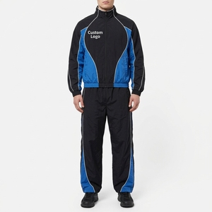 Wholesale Men's Retro Color Block <b>Nylon</b> Windbreaker <b>Track</b> Jacket And <b>Pants</b> Set Contrast Piping Lightweight Sports Tracksuit Men - Product Image 1