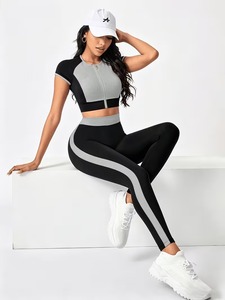 Sportswear Coordinates for Women | Fitted Athletic Jogging Crop Top & Tummy Control Running Tights Set | Four Way Stretch Co Ord - Product Image 6