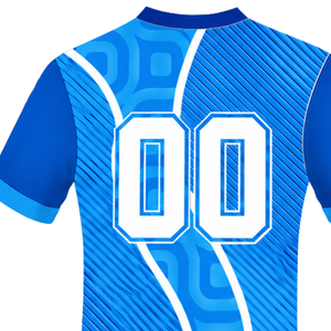 Camiseta de Rugby Azul Rey y Blanca de Manga Corta con Cuello en V, Uniforme de Equipo Geométrico Personalizado, Ropa Deportiva Transpirable para Entrenamiento - Product Image 4