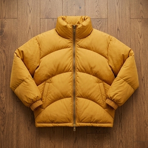 Men's <b>Yellow</b> Color <b>Puffer</b> <b>Jacket</b> Winter Coat Stand Collar Zip Up Outdoor Streetwear Custom Apparel OEM ODM - Product Image 4