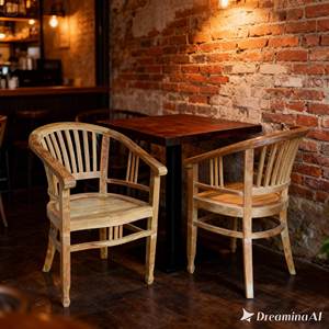 Chaise de salle à manger extérieure Solobeat en bois massif naturel, dossier bas, artisanale, écologique, pour restaurant commercial - Product Image 2