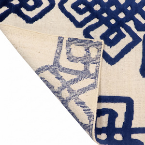 Tapis décoratif en laine bleu marine et ivoire, à nœuds, antidérapant, écologique, tufté à la main, pour chambre, salle de bain, hôtel et salon - Product Image 5