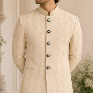 Elegante botón floral azul marino con diseño de flor blanca y detalles de cristal para ropa formal masculina - Product Image 2