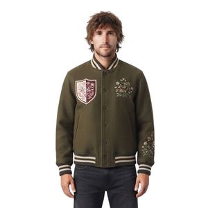 Vestes pour hommes en laine 100% avec broderie personnalisée, style urbain, graphique marron, baseball, universitaire, varsity, letterman - Product Image 1