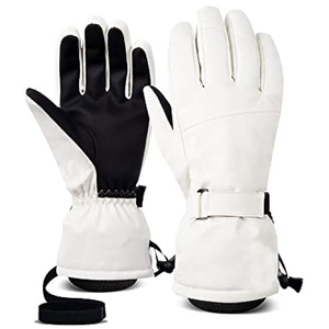 White And Black Contrast Color New Arrival Premium Quality New Trendy Adult Wear Heated Waterproof Breathable <b>Ski</b> <b>Gloves</b> - Product Image 1