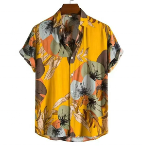 Camisas de Playa con Estampado Floral, Cuello en V, Manga Corta, Estilo Hawaiano, para Vacaciones de Verano, Casuales, con Botones, de Nailon de Secado Rápido para Hombre - Product Image 2