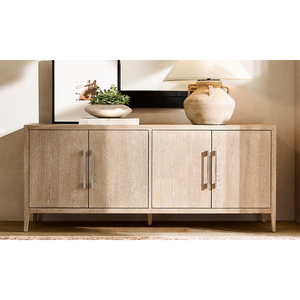 Luxury Modern Solid Teak <b>Sideboard</b> 4-Doors Spacious <b>Storage</b> Shelves Rich Dark Finish and Premium Natural Grain Design - Product Image 5