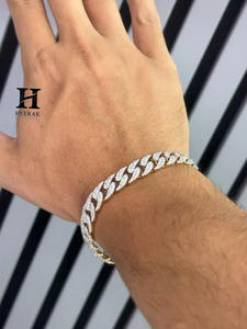 Bracelet chaîne cubaine pour homme en diamant de laboratoire clarté VVS, plaqué or 14K sur argent sterling, style Hip Hop Iced Out - Product Image 4