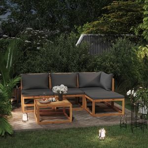 Set Lounge da Giardino in Legno di Acacia Grigio Scuro Personalizzabile, Design Modulare - Product Image 1