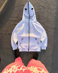 Custom Logo Winter Heavyweight 100% Cotton Full Zipper Hoodie Oversized Thick Drop Shoulder Boxy Cropped Zip Hoodie Men - Product Image 3