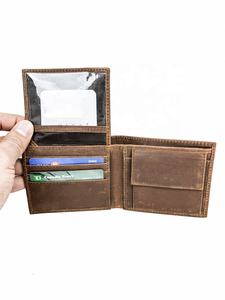 Classic <b>Brown</b> Slim Minimalist Men's Genuine Leather <b>Wallet</b> LWM-0003 Custom Logo for Travel - Product Image 2