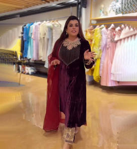 Nouveau designer femmes lourd viscose velours Salwar Kameez ensemble fête porter Kurti pantalon avec taille naturelle prix de gros - Product Image 1