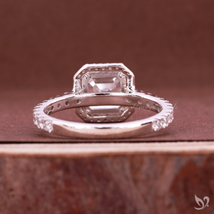 2CT Asscher Cut Lab Grown Diamond Halo <b>Ring</b> IGI Certified Pave Band 10K White Gold Engagement <b>Ring</b> - Product Image 3