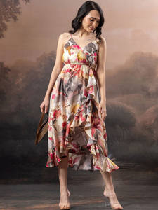 Vestido Midi de Verano para Mujer, Estilo Vintage, Estampado Floral, Formal, Holgado, Cintura Natural, Ecológico - Product Image 4