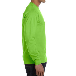 Camiseta de Manga Larga para Hombre 2026 de Alta Calidad, Verde Sólido, 100% Algodón, Cuello Redondo, Corte Regular Informal, Tejido de Punto, Ecológica y de Secado Rápido - Product Image 3